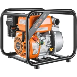 VEVOR Gas Powered Water Pump, 2 in, 132 GPM 7HP Semi Trash Water Transfer Pump Portable, Gasoline Engine with 25 ft Discharge Hose, Heavy Duty Frame, Cast Iron Impeller, for Irrigation, Ponds, Pools