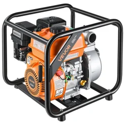 VEVOR Gas Powered Water Pump, 2 in, 132 GPM 7HP Semi Trash Water Transfer Pump Portable, Gasoline Engine with 25 ft Discharge Hose, Heavy Duty Frame, Cast Iron Impeller, for Irrigation, Ponds, Pools