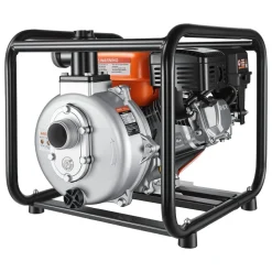 VEVOR Gas Powered Water Pump, 2 in, 128 GPM 6HP Semi Trash Water Transfer Pump Portable, Gasoline Engine with 25 ft Discharge Hose, Heavy Duty Frame, Cast Iron Impeller, for Irrigation, Ponds, Pools