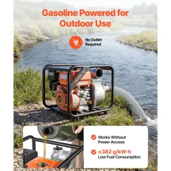 VEVOR Gas Powered Water Pump, 3 in, 264 GPM 7HP Semi Trash Water Transfer Pump Portable, Gasoline Engine with 25 ft Discharge Hose, Heavy Duty Frame, Cast Iron Impeller, for Irrigation, Ponds, Pools