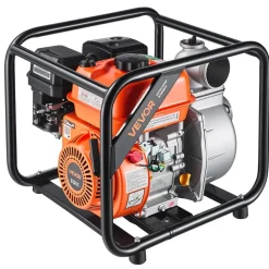 VEVOR Gas Powered Water Pump, 3 in, 264 GPM 7HP Semi Trash Water Transfer Pump Portable, Gasoline Engine with 25 ft Discharge Hose, Heavy Duty Frame, Cast Iron Impeller, for Irrigation, Ponds, Pools