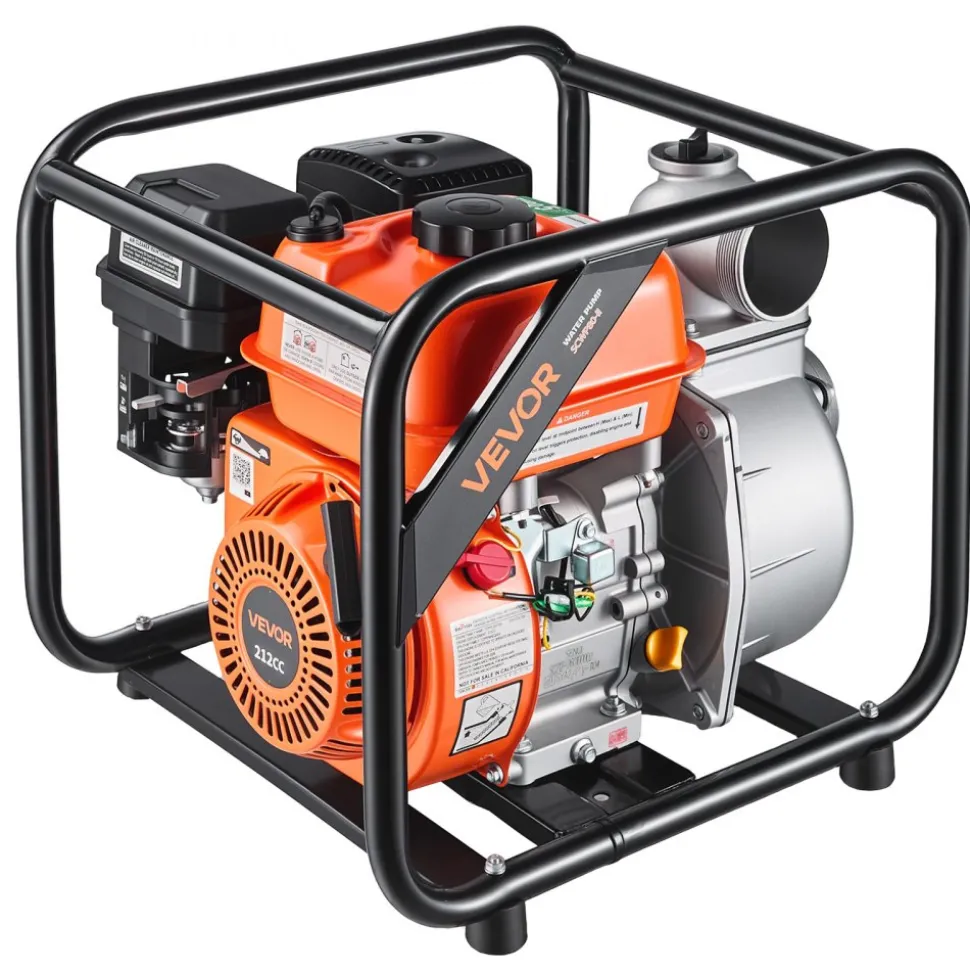 VEVOR Gas Powered Water Pump, 3 in, 264 GPM 7HP Semi Trash Water Transfer Pump Portable, Gasoline Engine with 25 ft Discharge Hose, Heavy Duty Frame, Cast Iron Impeller, for Irrigation, Ponds, Pools