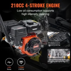 VEVOR Gas Pressure Washer, 3400 PSI 2.6 GPM, Gas Powered Pressure Washer with Aluminum Pump, Spray Gun and Extension Wand, 5 Quick Connect Nozzles, for Cleaning Cars, Homes, Driveways, Patios