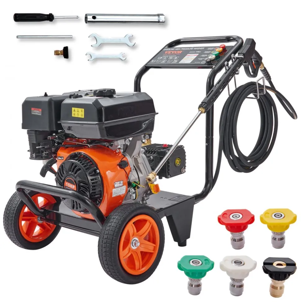 VEVOR Gas Pressure Washer, 4400 PSI 4.0 GPM, Gas Powered Pressure Washer with Copper Pump, Spray Gun and Extension Wand, 5 Quick Connect Nozzles, for Cleaning Cars, Homes, Driveways, Patios