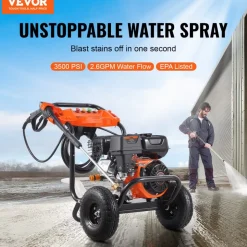 VEVOR Gas Pressure Washer 2900 PSI and 1.85 Max GPM, Upgrade Aluminum Pump with Spray Gun and Wand, 4 Nozzle Set, Gas Powered Pressure Washer for Cars, Fences, Driveways, Homes, Patios, Furniture