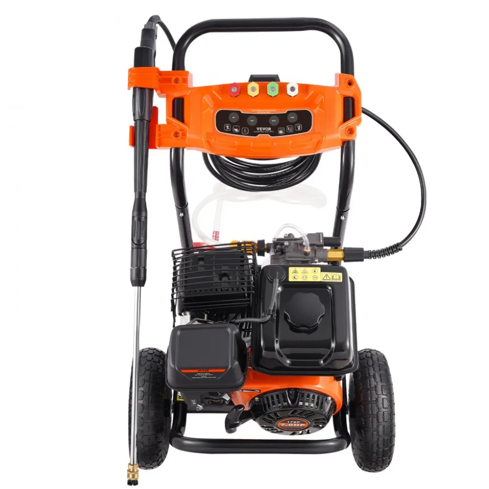 VEVOR Gas Pressure Washer, 3500 PSI 2.6 GPM, Gas Powered Pressure Washer with Aluminum Pump, Spray Gun and Extension Wand, 5 Nozzle Set, for Cars, Fences, Homes, Driveways, Patios, Furniture, Horizontal