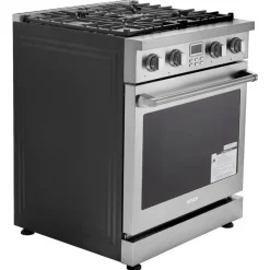 VEVOR Gas Range Oven, 29.9 Inches Width, Freestanding Stainless Steel Stove and Oven with 4 Sealed Cooktop Burners, Easy Reach Racks, Halogen Light, 4.8 Cu. Ft. Capacity, for Apartment, Home, Kitchen