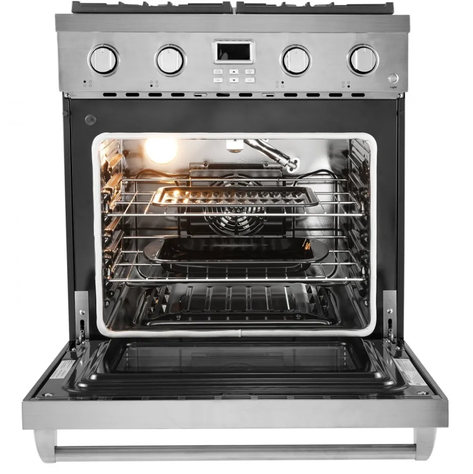 VEVOR Gas Range Oven, 29.9 Inches Width, Freestanding Stainless Steel Stove and Oven with 4 Sealed Cooktop Burners, Easy Reach Racks, Halogen Light, 4.8 Cu. Ft. Capacity, for Apartment, Home, Kitchen