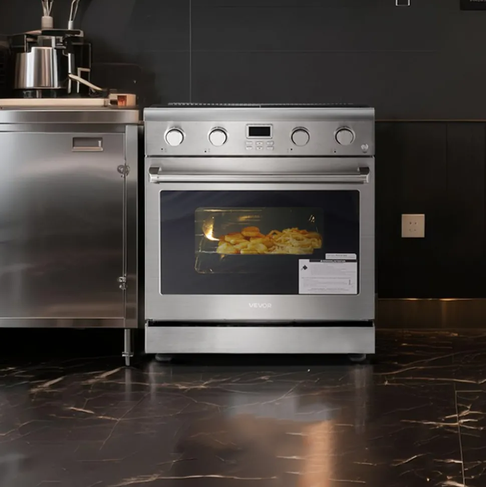 VEVOR Gas Range Oven, 29.9 Inches Width, Freestanding Stainless Steel Stove and Oven with 4 Sealed Cooktop Burners, Easy Reach Racks, Halogen Light, 4.8 Cu. Ft. Capacity, for Apartment, Home, Kitchen