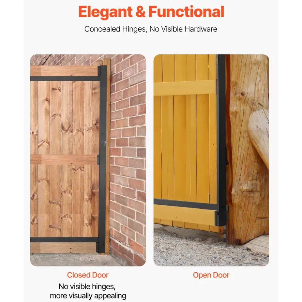 VEVOR Gate Building Kit, Fits 60 to 96 in Wide Openings, Up from 6 to 7 ft High Fence, Adjustable Gate Building Kit, Anti Sag Full Gate Frame Kit with Latch Lock, Screw, for Wooden Fence, Iron, Black