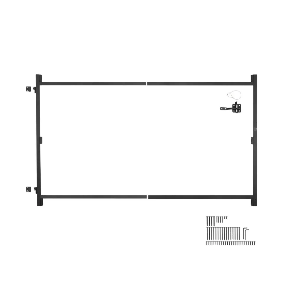 VEVOR Gate Building Kit, Fits 60 to 96 in Wide Openings, Up from 6 to 7 ft High Fence, Adjustable Gate Building Kit, Anti Sag Full Gate Frame Kit with Latch Lock, Screw, for Wooden Fence, Iron, Black
