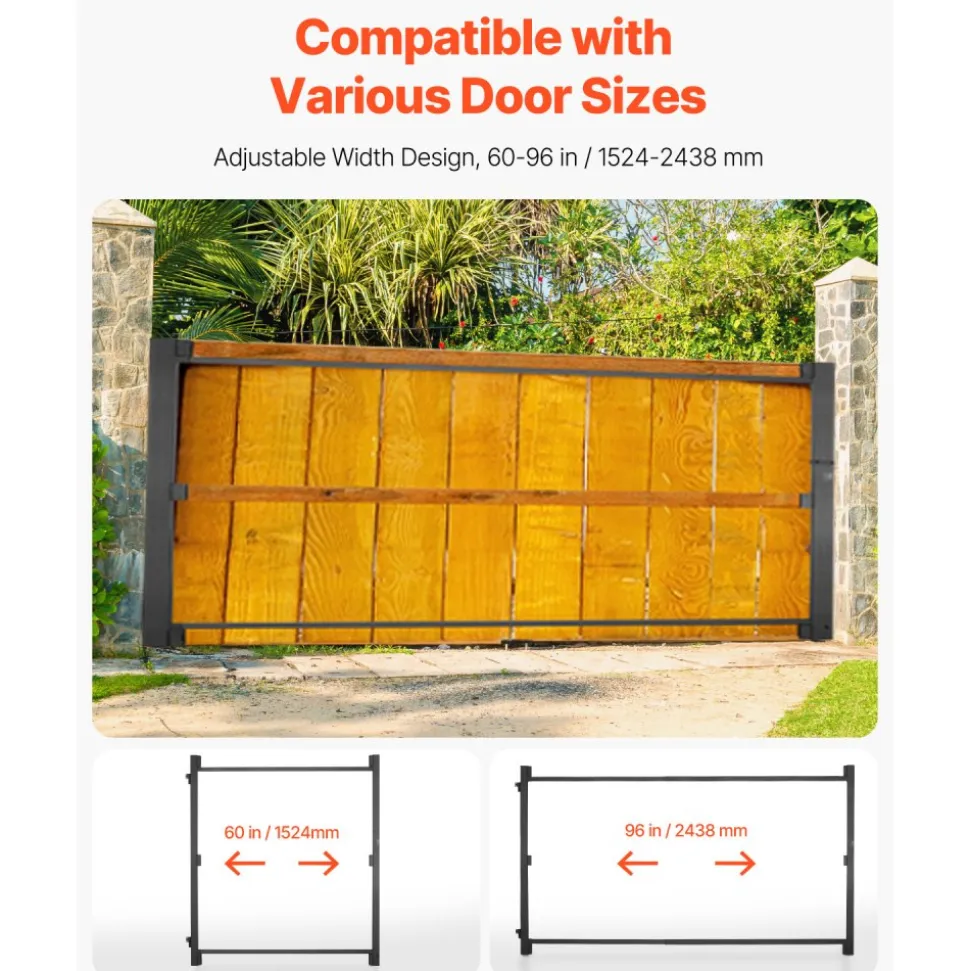VEVOR Gate Building Kit, Fits 60 to 96 in Wide Openings, Up from 6 to 7 ft High Fence, Adjustable Gate Building Kit, Anti Sag Full Gate Frame Kit with Latch Lock, Screw, for Wooden Fence, Iron, Black