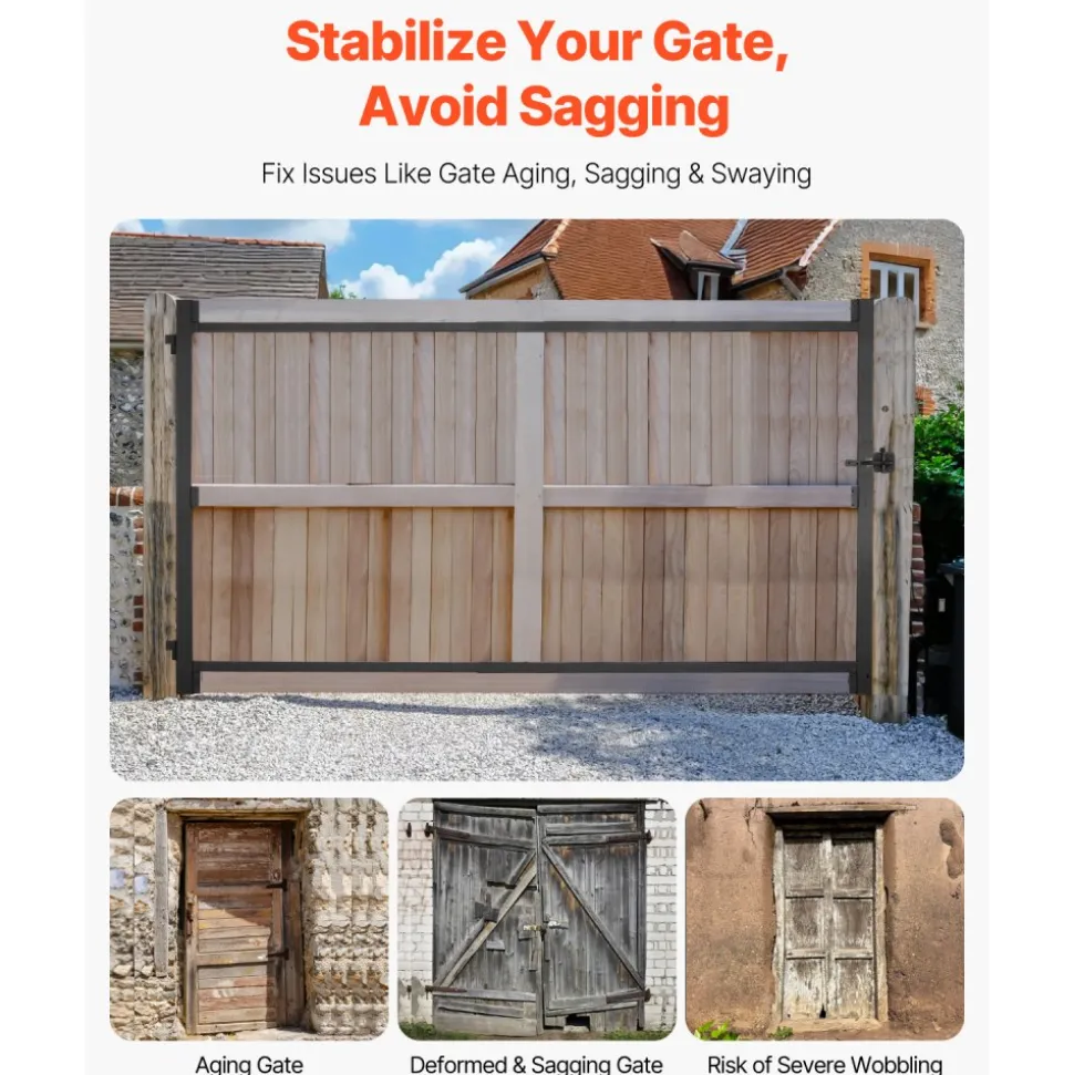 VEVOR Gate Building Kit, Fits 60 to 96 in Wide Openings, Up from 6 to 7 ft High Fence, Adjustable Gate Building Kit, Anti Sag Full Gate Frame Kit with Latch Lock, Screw, for Wooden Fence, Iron, Black