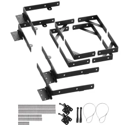 VEVOR Gate Corner Brace Bracket, 2 Sets, Anti Sag Gate Frame Hardware Kit, Gate Frame Brace Bracket with Latch Lock, Screws, for Shed Doors, Corral Gates, Driveway Gates, Wood Windows, Iron, Black
