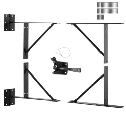 VEVOR Gate Corner Brace Bracket, Anti Sag Gate Frame Hardware Kit, Gate Frame Brace Bracket with Latch Lock, Latch Lock Rope, for Shed Doors, Corral Gates, Driveway Gates, Stable Gates, Iron, Black