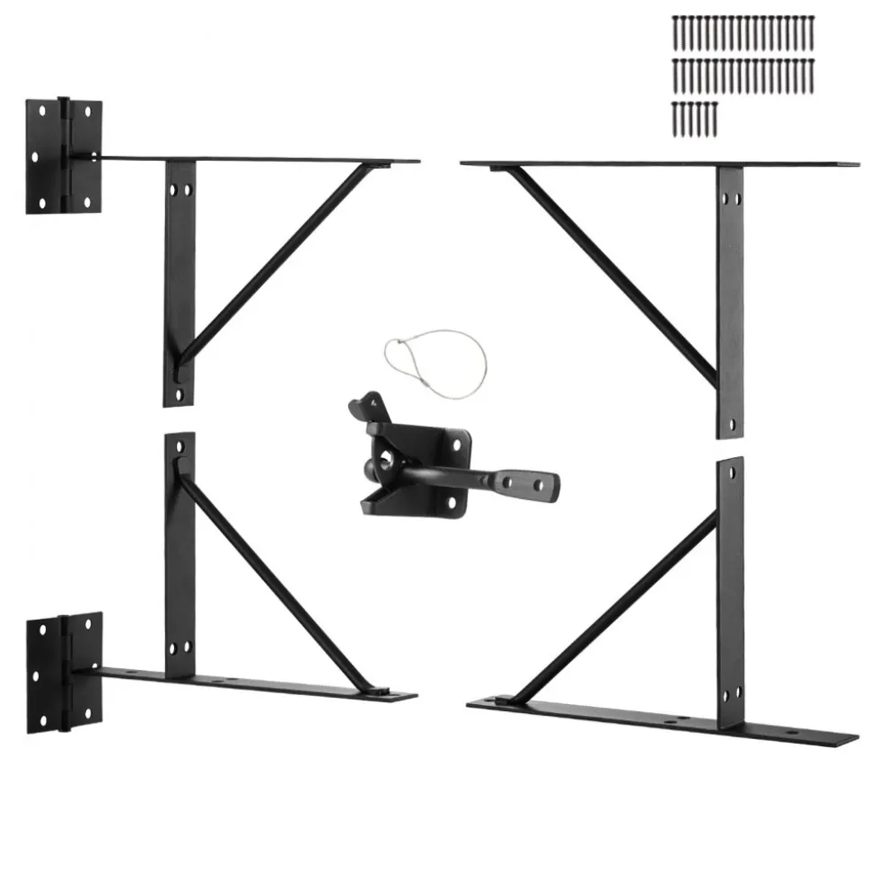 VEVOR Gate Corner Brace Bracket, Anti Sag Gate Frame Hardware Kit, Gate Frame Brace Bracket with Latch Lock, Latch Lock Rope, for Shed Doors, Corral Gates, Driveway Gates, Stable Gates, Iron, Black