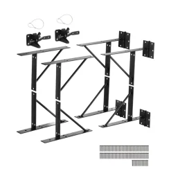 VEVOR Gate Corner Brace Bracket, 2 Sets, Anti Sag Gate Frame Hardware Kit, Gate Frame Brace Bracket with Latch Lock, Screws, for Shed Doors, Corral Gates, Driveway Gates, Stable Gates, Iron, Black