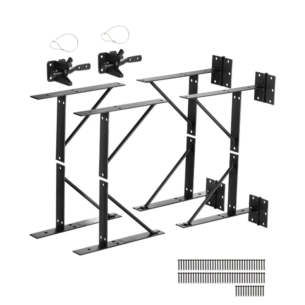 VEVOR Gate Corner Brace Bracket, 2 Sets, Anti Sag Gate Frame Hardware Kit, Gate Frame Brace Bracket with Latch Lock, Screws, for Shed Doors, Corral Gates, Driveway Gates, Stable Gates, Iron, Black
