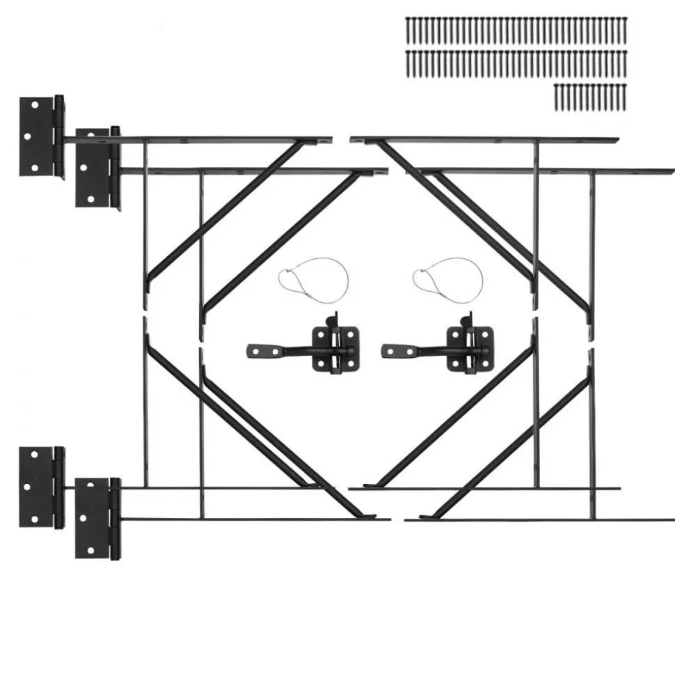 VEVOR Gate Corner Brace Bracket, 2 Sets, Anti Sag Gate Frame Hardware Kit, Gate Frame Brace Bracket with Latch Lock, Screws, for Shed Doors, Corral Gates, Driveway Gates, Stable Gates, Iron, Black