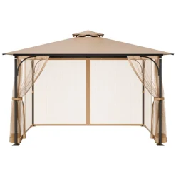 VEVOR Gazebo Netting Replacement, Fit Most 10 x 12 x 7.3 FT Gazebo, Outdoor Garden Gazebo Net, 4-Panel Sidewall Mesh Gazebo Curtain, Patio Midge Netting with Double Zipper, Canopy Screen (Netting Only)