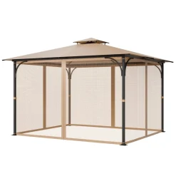 VEVOR Gazebo Netting Replacement, Fit Most 10 x 12 x 7.3 FT Gazebo, Outdoor Garden Gazebo Net, 4-Panel Sidewall Mesh Gazebo Curtain, Patio Midge Netting with Double Zipper, Canopy Screen (Netting Only)