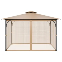 VEVOR Gazebo Netting Replacement, Fit Most 10 x 12 x 7.3 FT Gazebo, Outdoor Garden Gazebo Net, 4-Panel Sidewall Mesh Gazebo Curtain, Patio Midge Netting with Double Zipper, Canopy Screen (Netting Only)