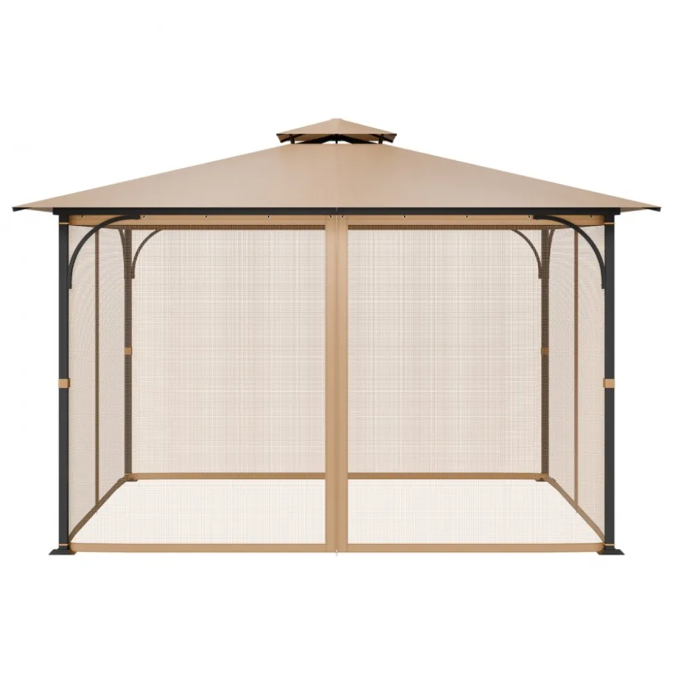 VEVOR Gazebo Netting Replacement, Fit Most 10 x 12 x 7.3 FT Gazebo, Outdoor Garden Gazebo Net, 4-Panel Sidewall Mesh Gazebo Curtain, Patio Midge Netting with Double Zipper, Canopy Screen (Netting Only)