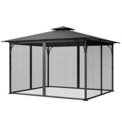 VEVOR Gazebo Netting Replacement, Fit Most 10 x 13 x 6.8 FT Gazebo Curtain, Outdoor Garden Net, 4-Panel Sidewall Mesh Net, Patio Midge Netting with Double Zipper, Canopy Screen (Netting Only)