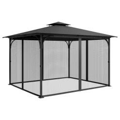 VEVOR Gazebo Netting Replacement, Fit Most 10 x 13 x 6.8 FT Gazebo Curtain, Outdoor Garden Net, 4-Panel Sidewall Mesh Net, Patio Midge Netting with Double Zipper, Canopy Screen (Netting Only)