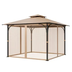 VEVOR Gazebo Netting Replacement, Fit Most 10 x 10 x 7 FT Gazebo Curtain, Outdoor Garden Net, 4-Panel Sidewall Mesh Net, Patio Midge Netting with Double Zipper, Canopy Screen (Netting Only)
