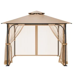 VEVOR Gazebo Netting Replacement, Fit Most 10 x 10 x 7 FT Gazebo Curtain, Outdoor Garden Net, 4-Panel Sidewall Mesh Net, Patio Midge Netting with Double Zipper, Canopy Screen (Netting Only)