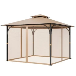 VEVOR Gazebo Netting Replacement, Fit Most 10 x 10 x 7 FT Gazebo Curtain, Outdoor Garden Net, 4-Panel Sidewall Mesh Net, Patio Midge Netting with Double Zipper, Canopy Screen (Netting Only)