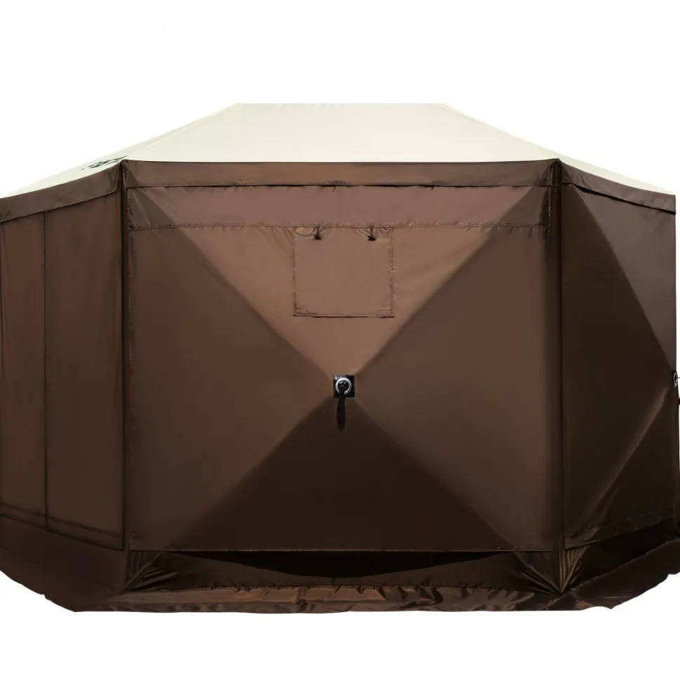 VEVOR Gazebo Screen Tent, 12 x 12 ft, 6 Sided Pop-up Camping Canopy Shelter Tent with Mesh Windows, Portable Carry Bag, Ground Stakes, Large Shade Tents for Outdoor Camping, Lawn and Backyard