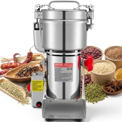 VEVOR 750g Electric Grain Mill Grinder, 2000W 28000RPM High Speed Spice Corn Dry Grinding Machine, Stainless Steel Pulverizer Powder Machine for Dried Grains Coffee Beans Spices Nuts (270° Swing Type)