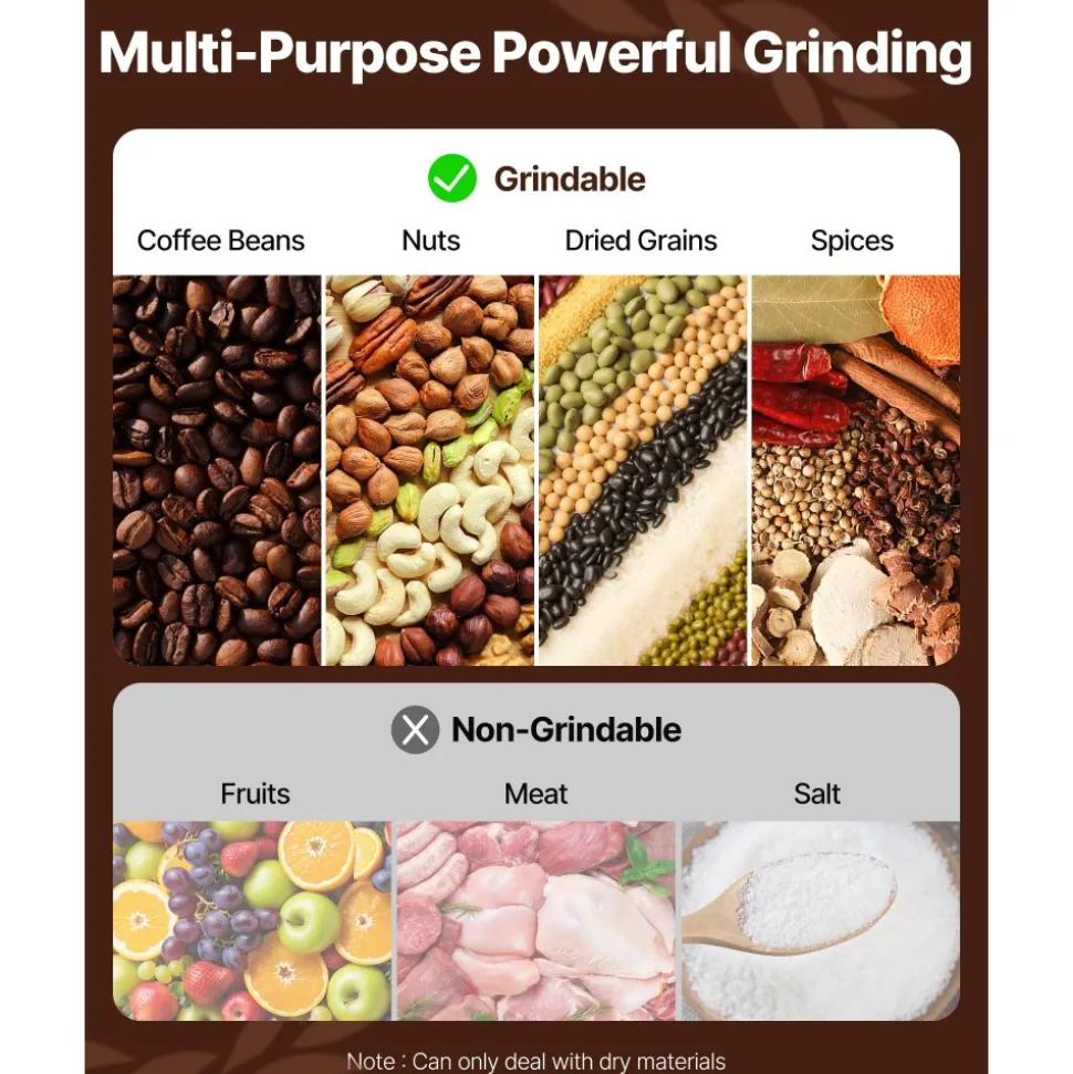 VEVOR 500g Electric Grain Mill Grinder, 2000W 28000RPM High Speed Spice Corn Dry Grinding Machine, Stainless Steel Pulverizer Powder Machine for Dried Grains Coffee Beans Spices Nuts (270° Swing Type)