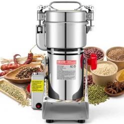 VEVOR 300g Electric Grain Mill Grinder, 1500W 28000RPM High Speed Spice Corn Dry Grinding Machine, Stainless Steel Pulverizer Powder Machine for Dried Grains Coffee Beans Spices Nuts (270° Swing Type)