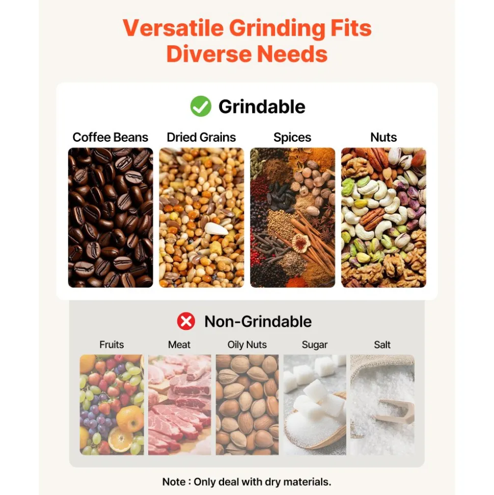 VEVOR 300g Electric Grain Mill Grinder, 1500W 28000RPM High Speed Spice Corn Dry Grinding Machine, Stainless Steel Pulverizer Powder Machine for Dried Grains Coffee Beans Spices Nuts (270° Swing Type)