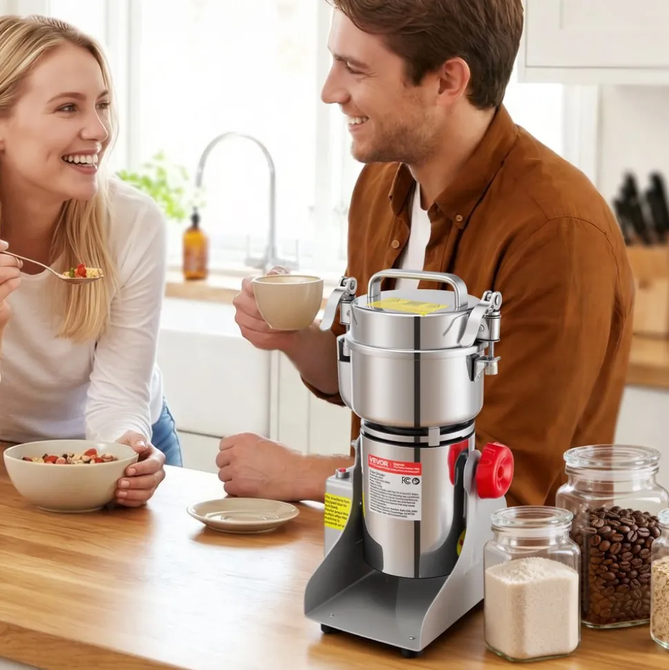 VEVOR 300g Electric Grain Mill Grinder, 1500W 28000RPM High Speed Spice Corn Dry Grinding Machine, Stainless Steel Pulverizer Powder Machine for Dried Grains Coffee Beans Spices Nuts (270° Swing Type)