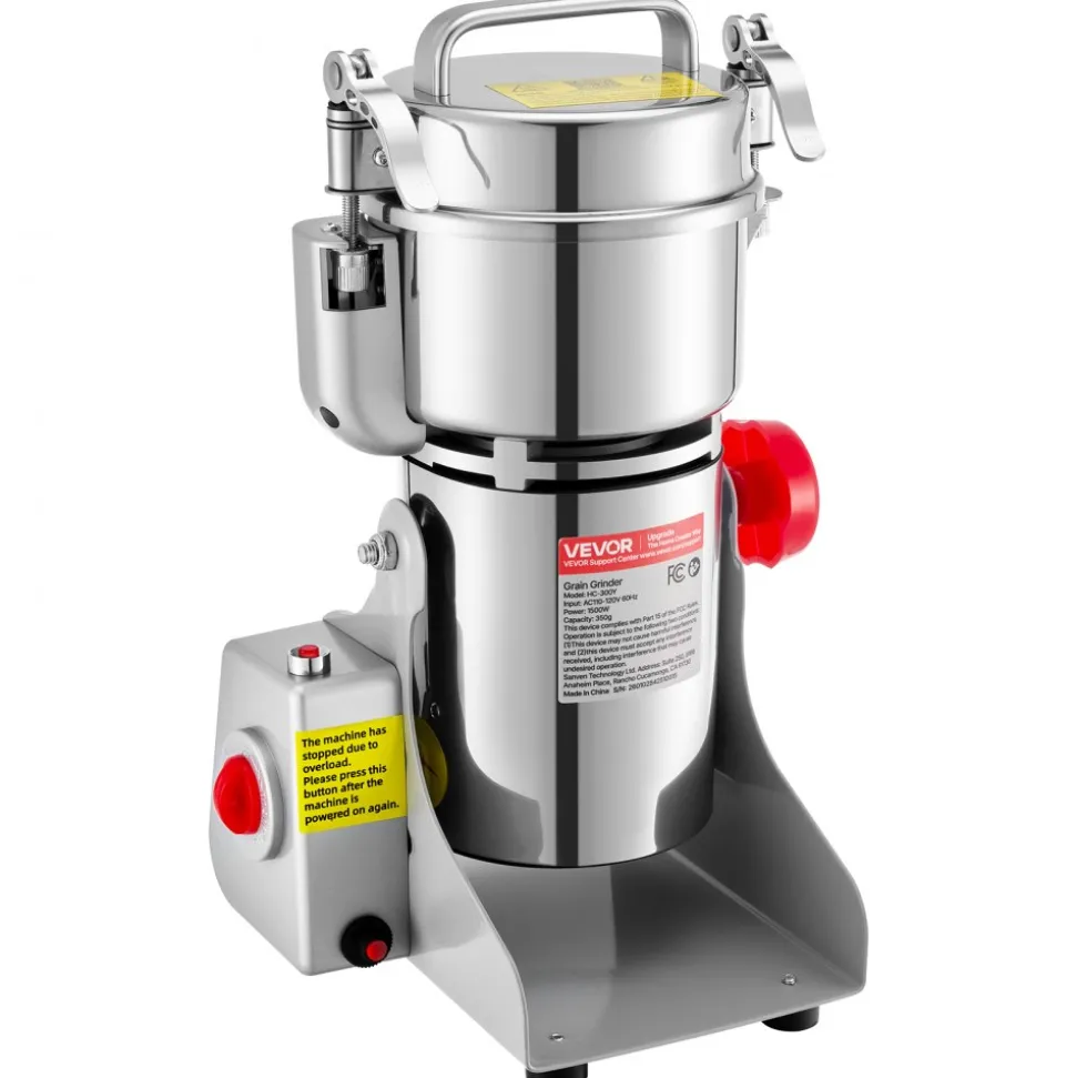 VEVOR 300g Electric Grain Mill Grinder, 1500W 28000RPM High Speed Spice Corn Dry Grinding Machine, Stainless Steel Pulverizer Powder Machine for Dried Grains Coffee Beans Spices Nuts (270° Swing Type)