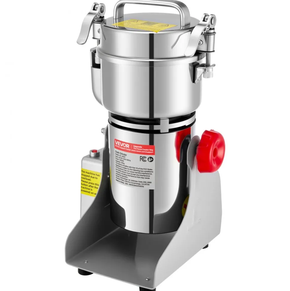 VEVOR 300g Electric Grain Mill Grinder, 1500W 28000RPM High Speed Spice Corn Dry Grinding Machine, Stainless Steel Pulverizer Powder Machine for Dried Grains Coffee Beans Spices Nuts (270° Swing Type)