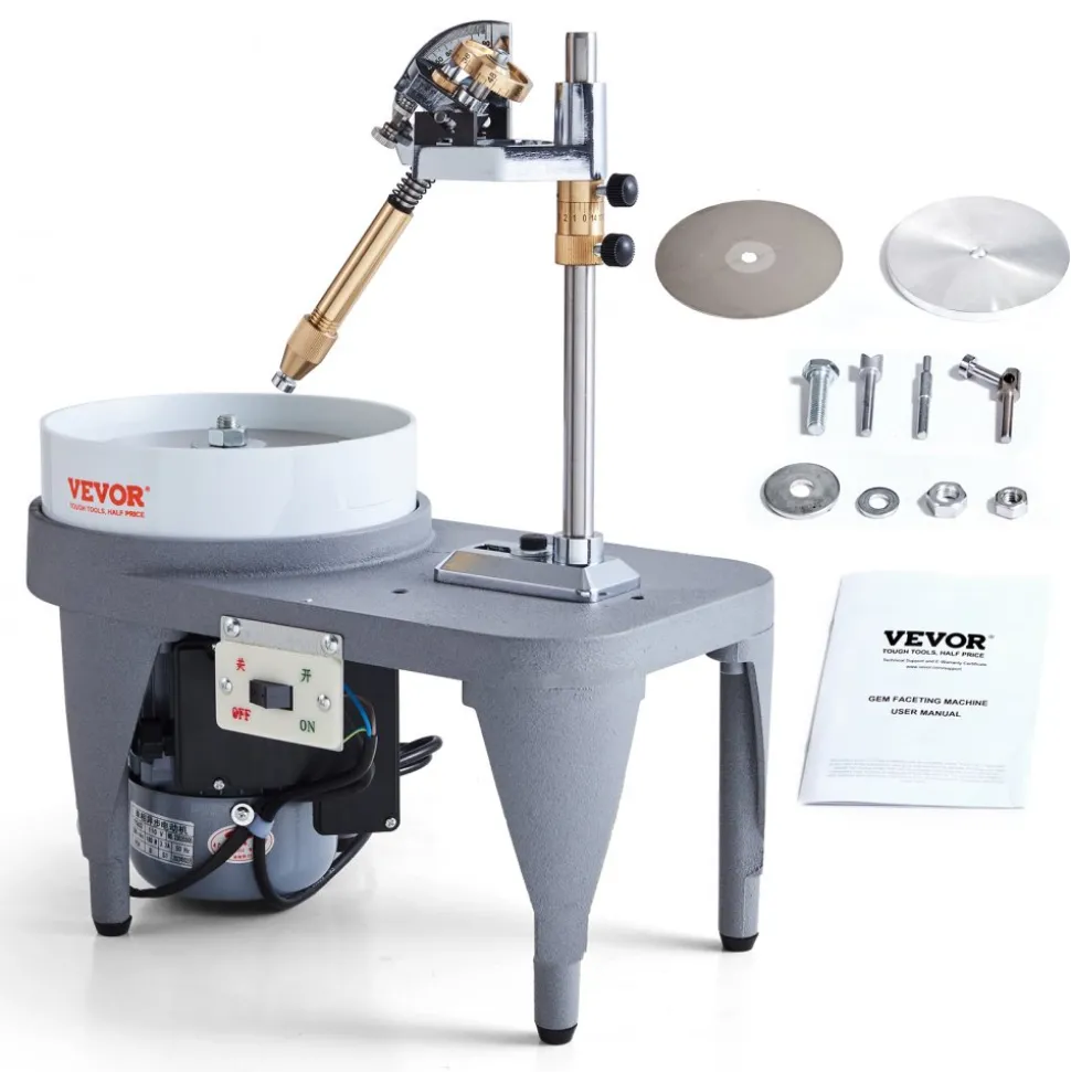 VEVOR Gem Faceting Machine, 2800RPM Jade Grinding Polishing Machine, 180W 110V Rock Polisher Jewel Angle Polisher, with Faceted Manipulator and 1 Bag of Triangle Abrasive for Jewelry Polisher