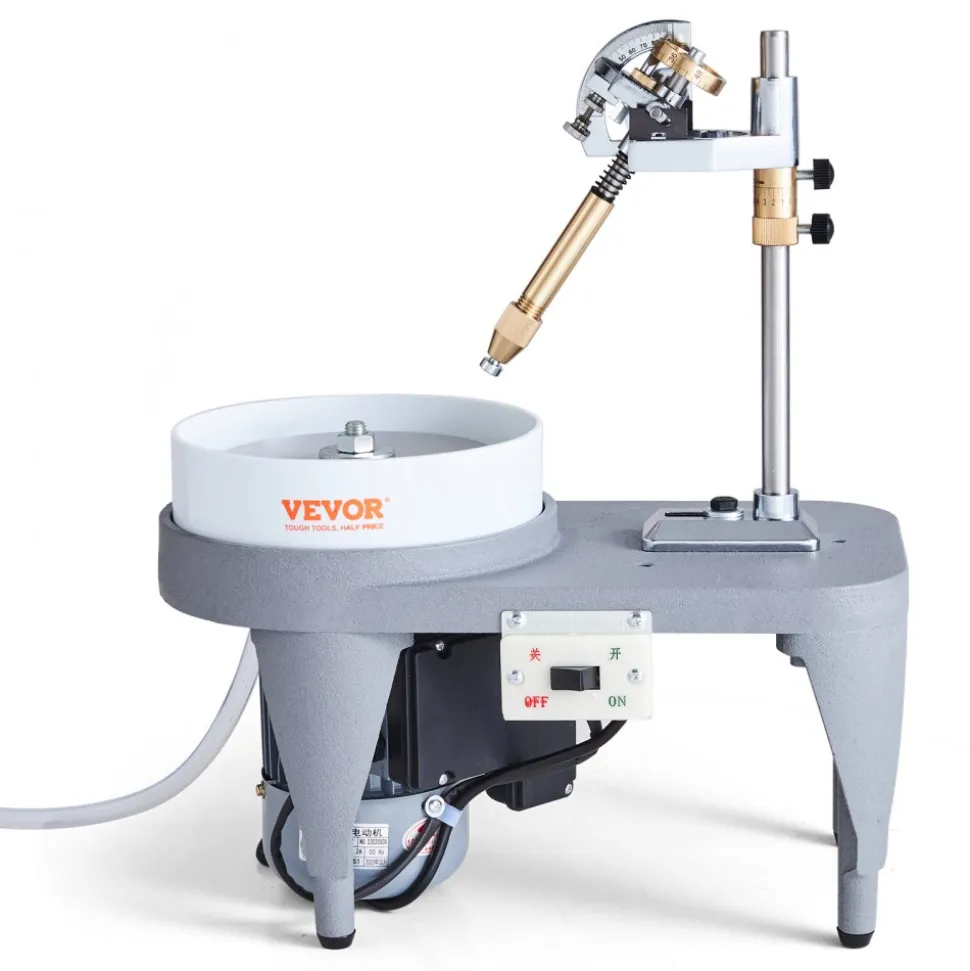 VEVOR Gem Faceting Machine, 2800RPM Jade Grinding Polishing Machine, 180W 110V Rock Polisher Jewel Angle Polisher, with Faceted Manipulator and 1 Bag of Triangle Abrasive for Jewelry Polisher