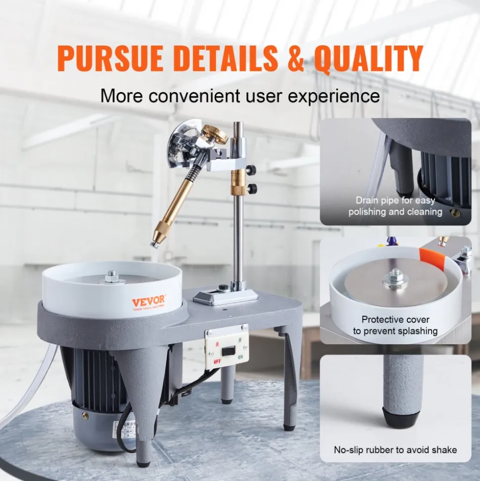VEVOR Gem Faceting Machine, 2800RPM Jade Grinding Polishing Machine, 180W 110V Rock Polisher Jewel Angle Polisher, with Faceted Manipulator and 1 Bag of Triangle Abrasive for Jewelry Polisher