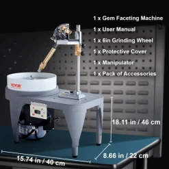 VEVOR Gem Faceting Machine, 2800RPM Jade Grinding Polishing Machine, 180W 110V Rock Polisher Jewel Angle Polisher, with Faceted Manipulator and 1 Bag of Triangle Abrasive for Jewelry Polisher