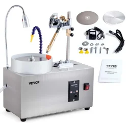 VEVOR Gem Faceting Machine, 180W Jade Grinding Polishing Machine 0-2980RPM Adjustable Rotating Speed, Rock Jewel Angle Polisher with Precise Mechanical Manipulator & Scale Gem Jade Stone Crystal