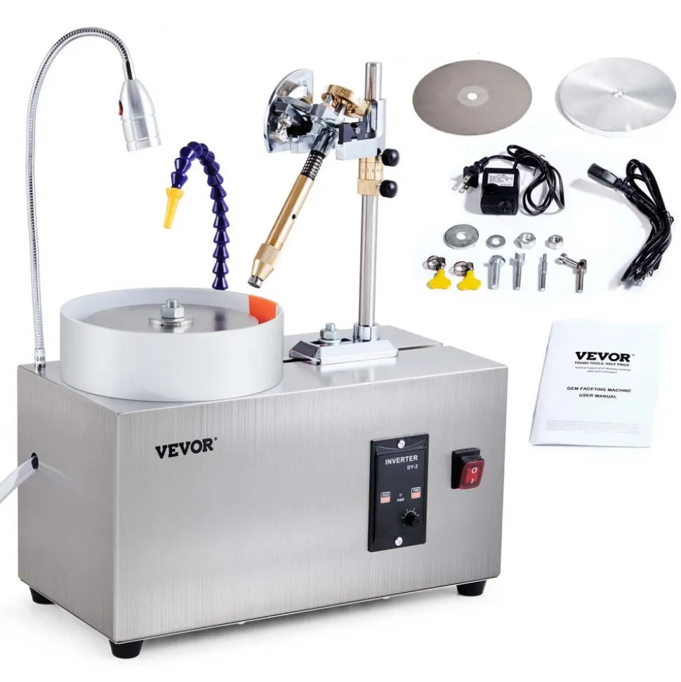 VEVOR Gem Faceting Machine, 180W Jade Grinding Polishing Machine 0-2980RPM Adjustable Rotating Speed, Rock Jewel Angle Polisher with Precise Mechanical Manipulator & Scale Gem Jade Stone Crystal