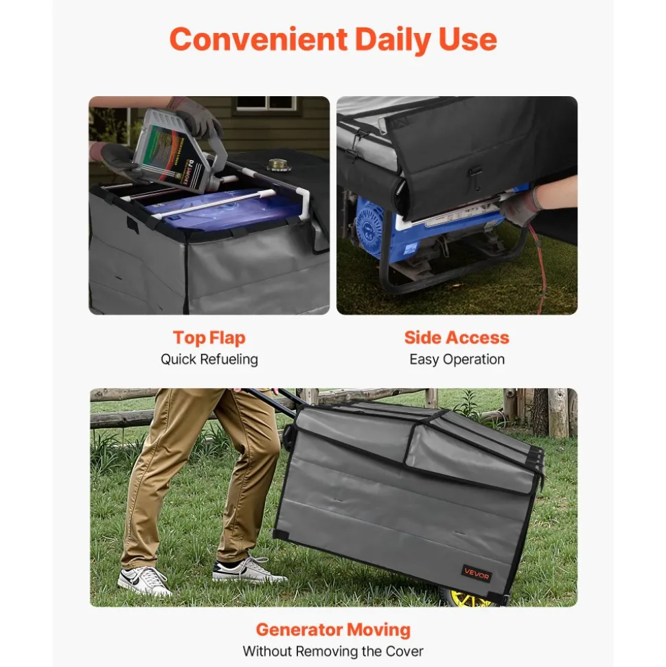 VEVOR Generator Cover, 34 x 26 x 21 Inch Waterproof Universal Generator Cover for Most Generators 3500-12000 Watt, Portable Generator Running Cover with Heavy Duty Thicken 420D Oxford Fabric, Grey
