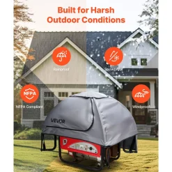 VEVOR Generator Cover, 36 x 26 x 26 Inch Waterproof Generator Cover for Most Generators 70-108 Inches Perimeter, Portable Generator Running Cover with Heavy Duty Thicken Oxford Fabric, Grey