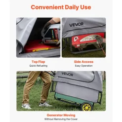 VEVOR Generator Cover, 36 x 26 x 26 Inch Waterproof Generator Cover for Most Generators 70-108 Inches Perimeter, Portable Generator Running Cover with Heavy Duty Thicken Oxford Fabric, Grey