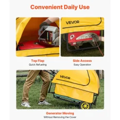 VEVOR Generator Cover, 36 x 26 x 26 Inch Waterproof Universal Generator Cover for Most Generators 70-108 Inch Perimeter, Portable Generator Running Cover with Heavy Duty Thicken Oxford Fabric, Yellow